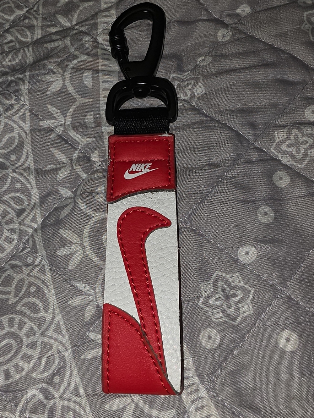 Nike Red and White Leather Key & Card Holder Strap